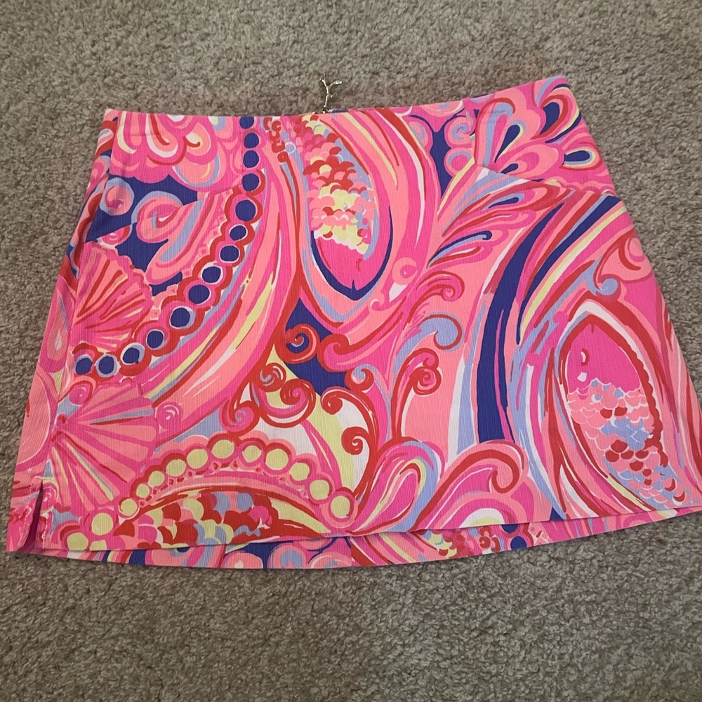 Lilly Pulitzer January Skort Reef Retreat Retro Swirl Orange Pink Skirt